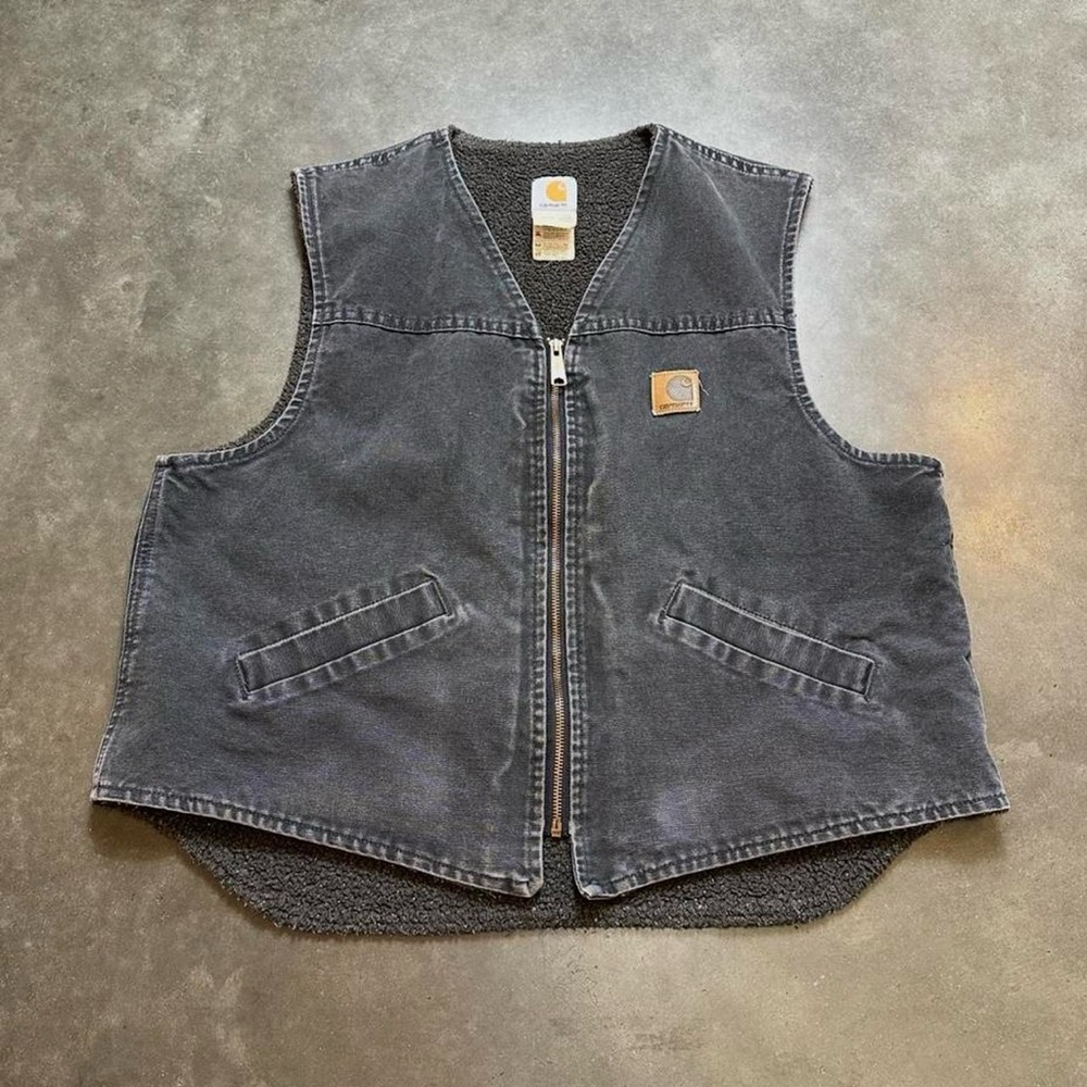 Vintage Carhartt Fleece Lined Canvas Vest Workwear Sz XL
